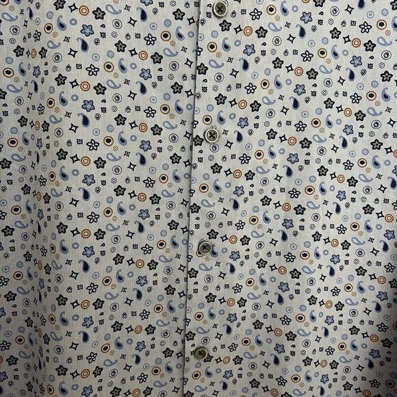 Visconti Black Blue Floral Stars Long Sleeve Button Down Shirt Flip Cuff Size XL - Picture 2 of 10